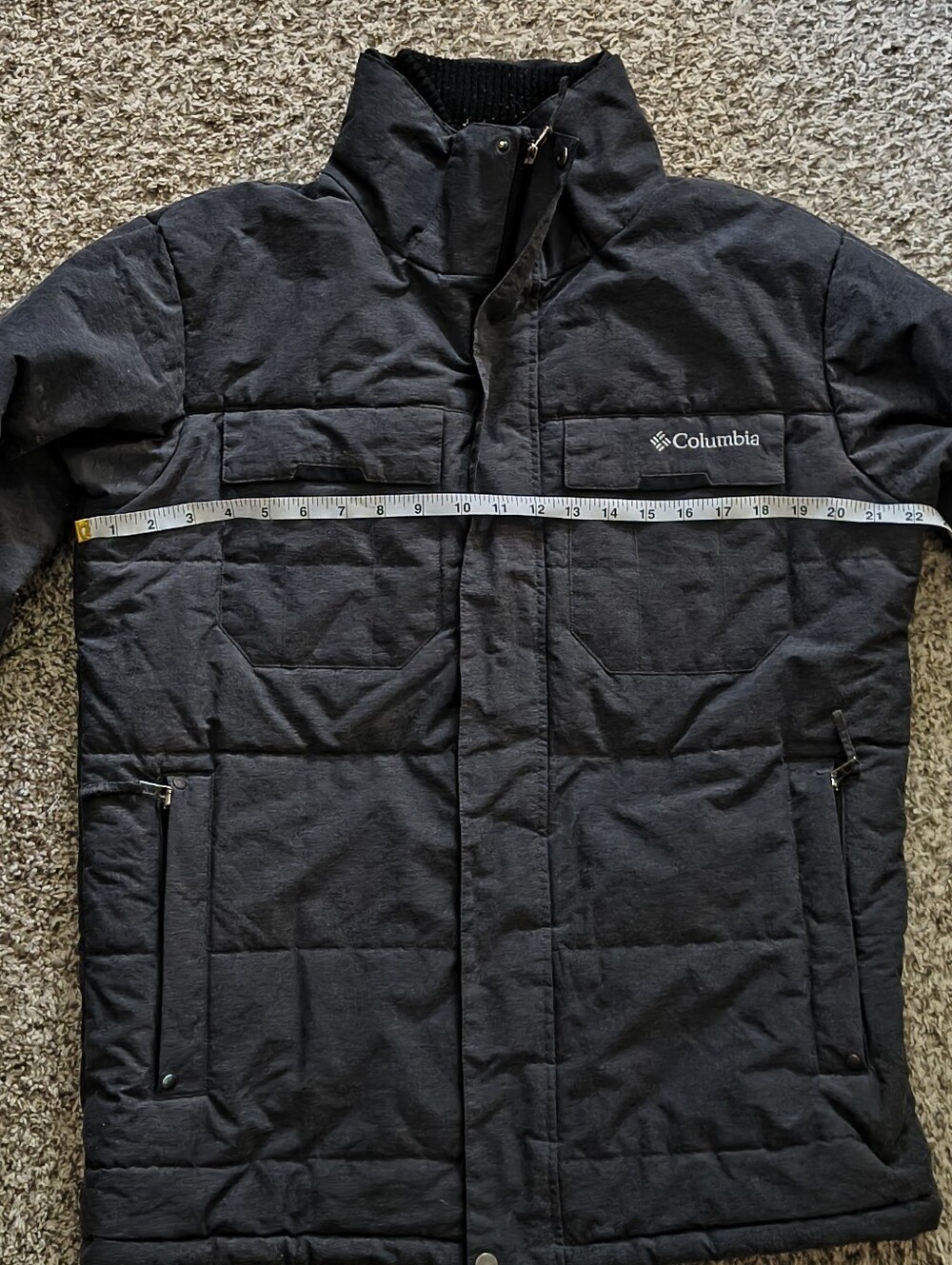 Columbia Men's Dark Gray Quilted Puffer Jacket, Mens Medium
